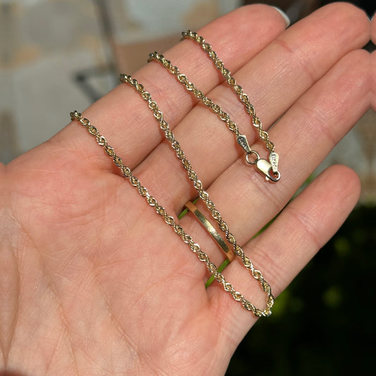 10KT Yellow Gold Solid Diamond-Cut Rope Chain Necklace 2.25mm - LSJ