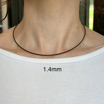 Black Stainless Steel Coil Spiral Collar Necklace 16.5"