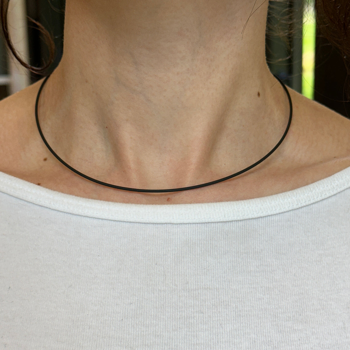 Stainless Steel Black Rubber 1.4mm Cord Necklace