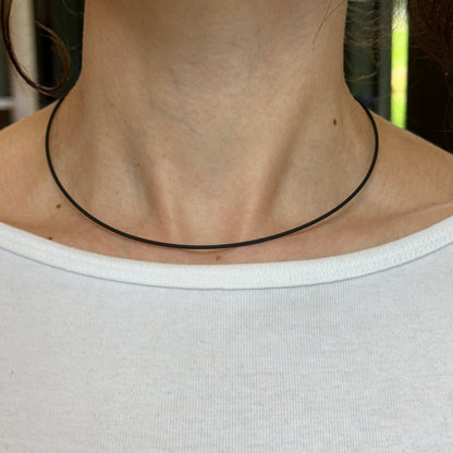 Stainless Steel Black Rubber 1.4mm Cord Necklace