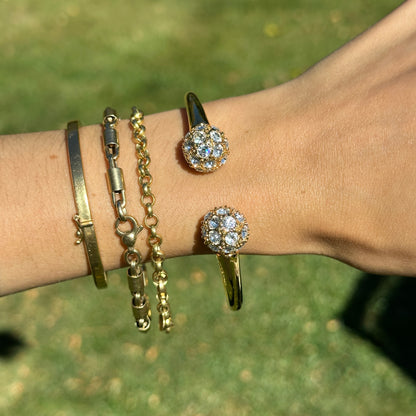 Yellow Gold-Plated Kenneth Jay Lane Crystal Removeable Ball Spring Cuff Bracelet