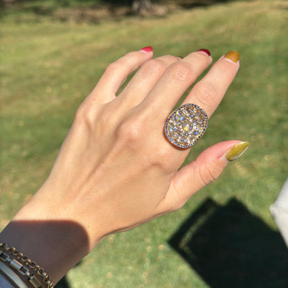 Sterling Silver Yellow Gold-Plated Labradorite, Moonstone, Iolite, and Cubic Zirconia Ring