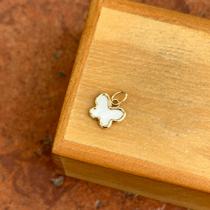 14KT Yellow Gold Mother of Pearl Butterfly Pendant Charm - LSJ