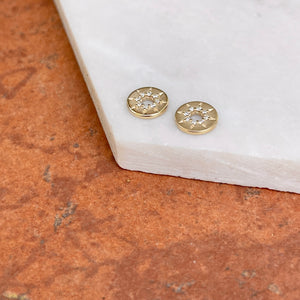 14KT Yellow Gold Diamond Celestial Round Disc Earring Charms