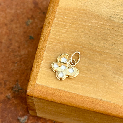 14KT Yellow Gold Mother of Pearl Butterfly Pendant Charm - LSJ