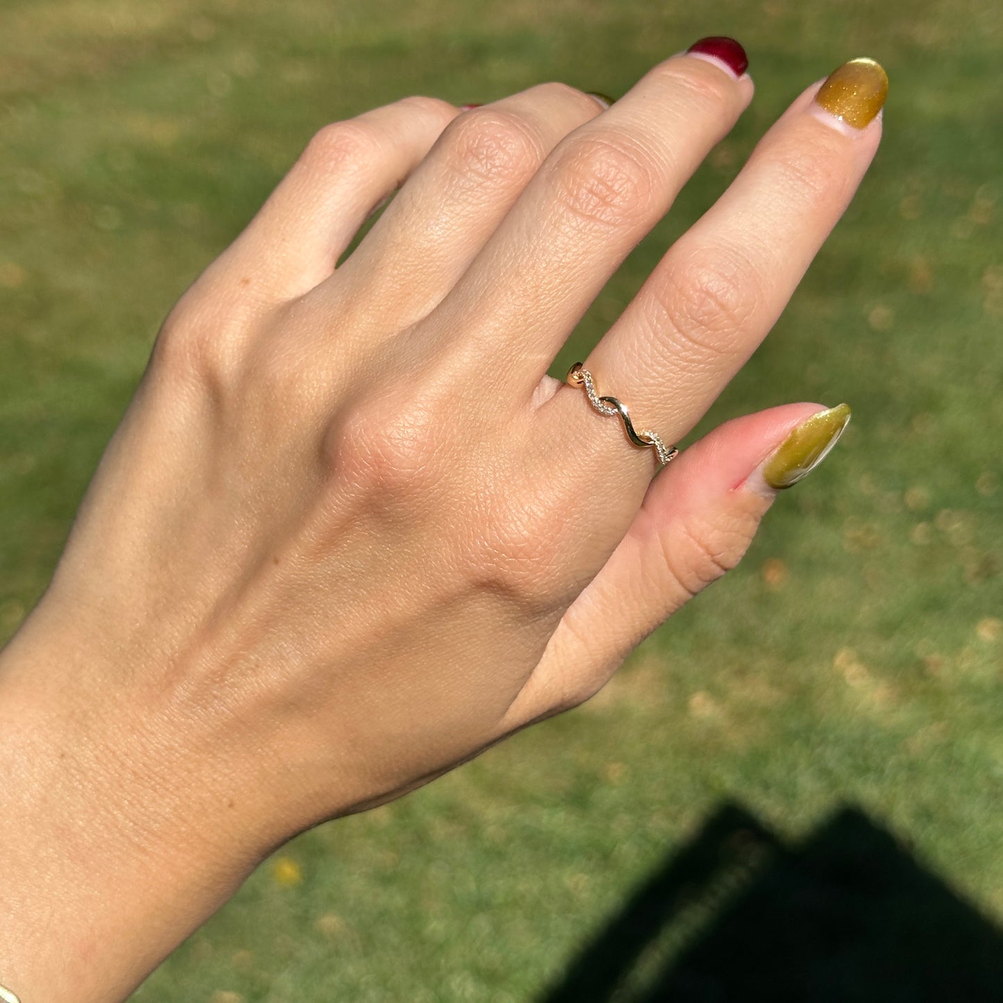 14KT Yellow Gold Round Diamond Stackable Band Ring