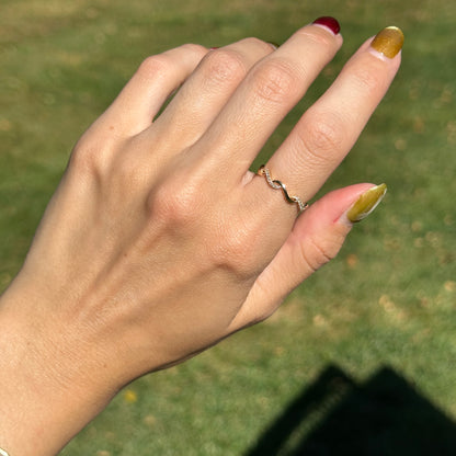 14KT Yellow Gold Round Diamond Stackable Band Ring