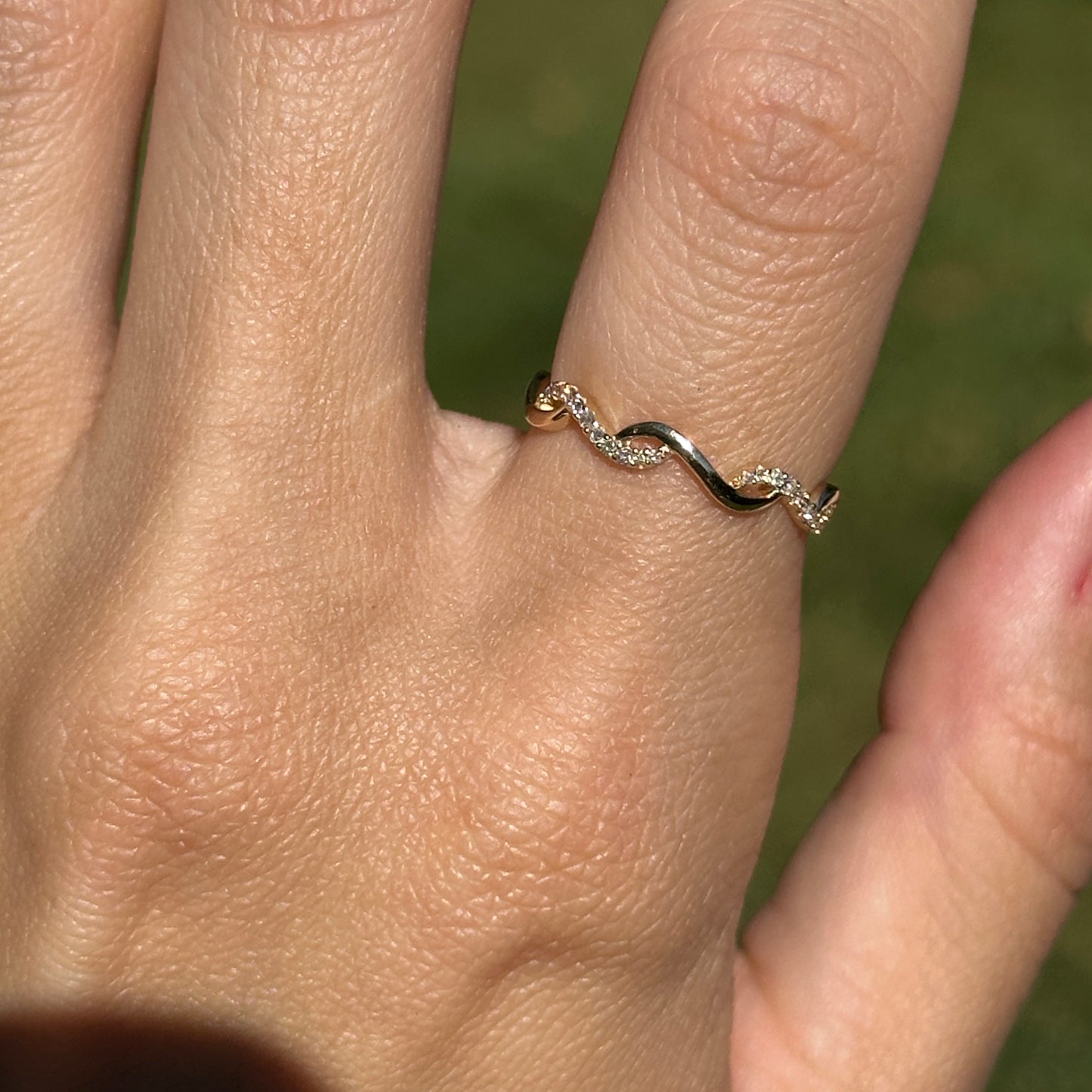 14KT Yellow Gold Round Diamond Stackable Band Ring