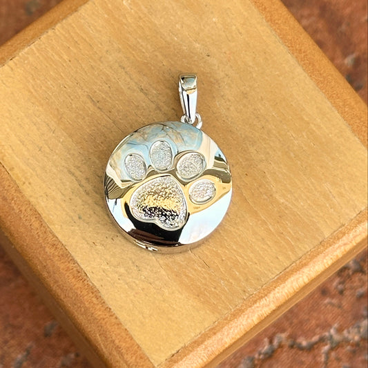 Sterling Silver Paw Print Ash Holder Pendant
