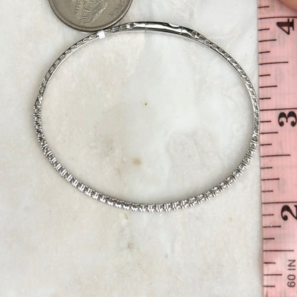 14KT White Gold 1 CT Prong Set Diamond Flexible Bangle Bracelet