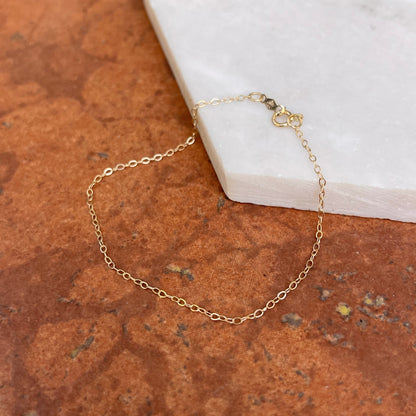 14KT Yellow Gold Flat 1.3mm Cable Link Chain Bracelet