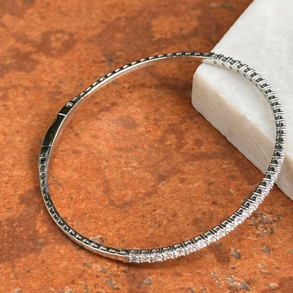 14KT White Gold 1 CT Prong Set Diamond Flexible Bangle Bracelet
