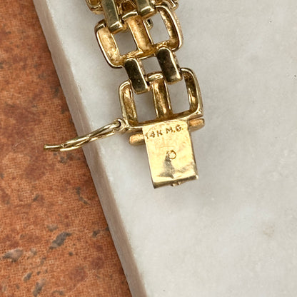 Estate 14KT Yellow Gold Amethyst + Citrine Panther Link Bracelet
