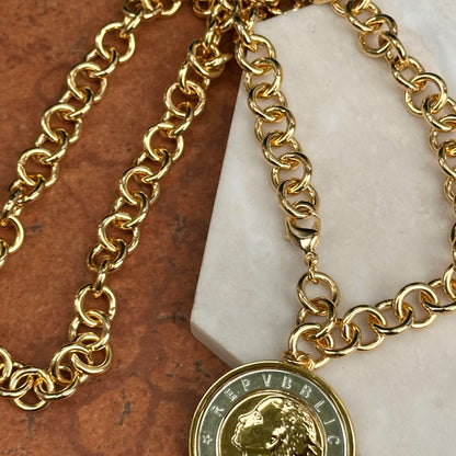 Estate Gold-Tone 1000 Lire Faux Coin Chain Necklace