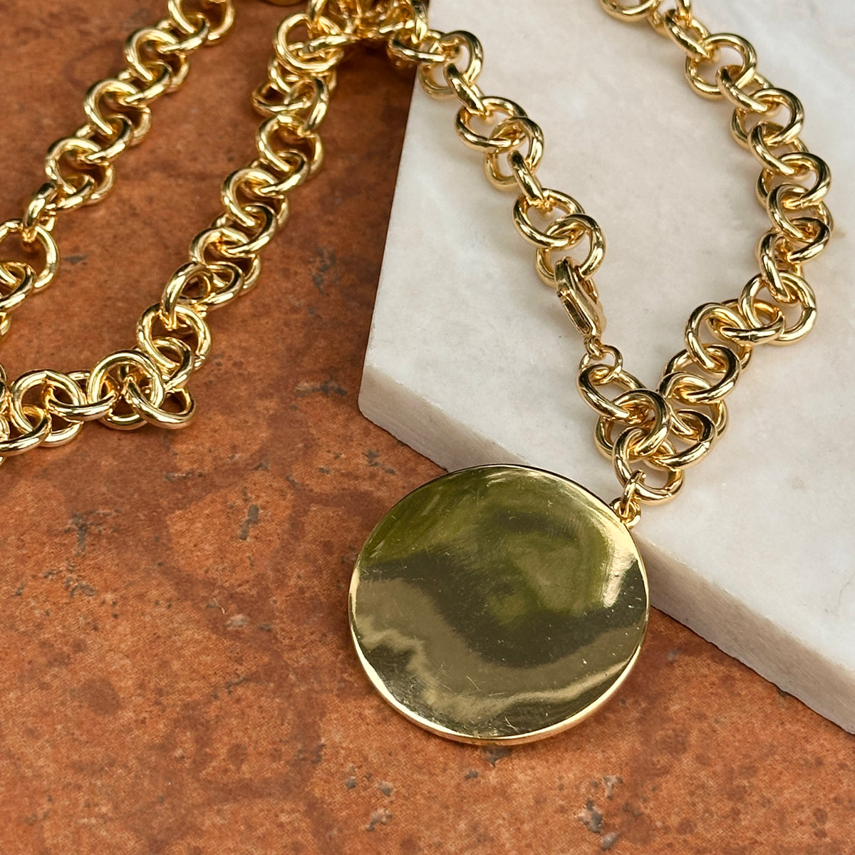 Estate Gold-Tone 1000 Lire Faux Coin Chain Necklace