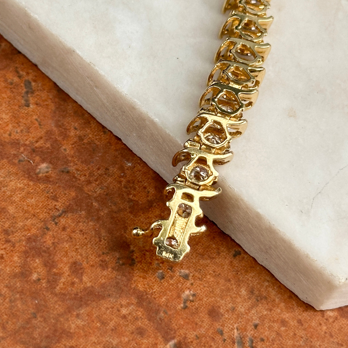 Estate 14KT Yellow Gold 12 CT Diamond "S" Link Tennis Bracelet