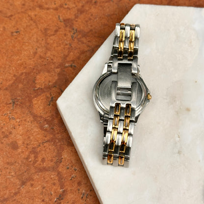 Estate Movado Two-Tone Stainless Steel Black Face Ladies Watch