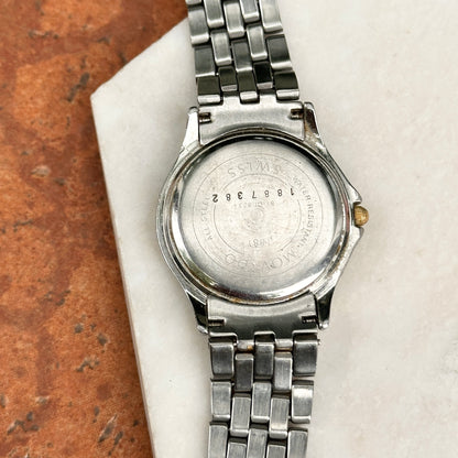 Estate Movado Two-Tone Stainless Steel Black Face Ladies Watch