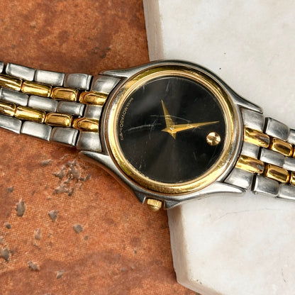 Estate Movado Two-Tone Stainless Steel Black Face Ladies Watch