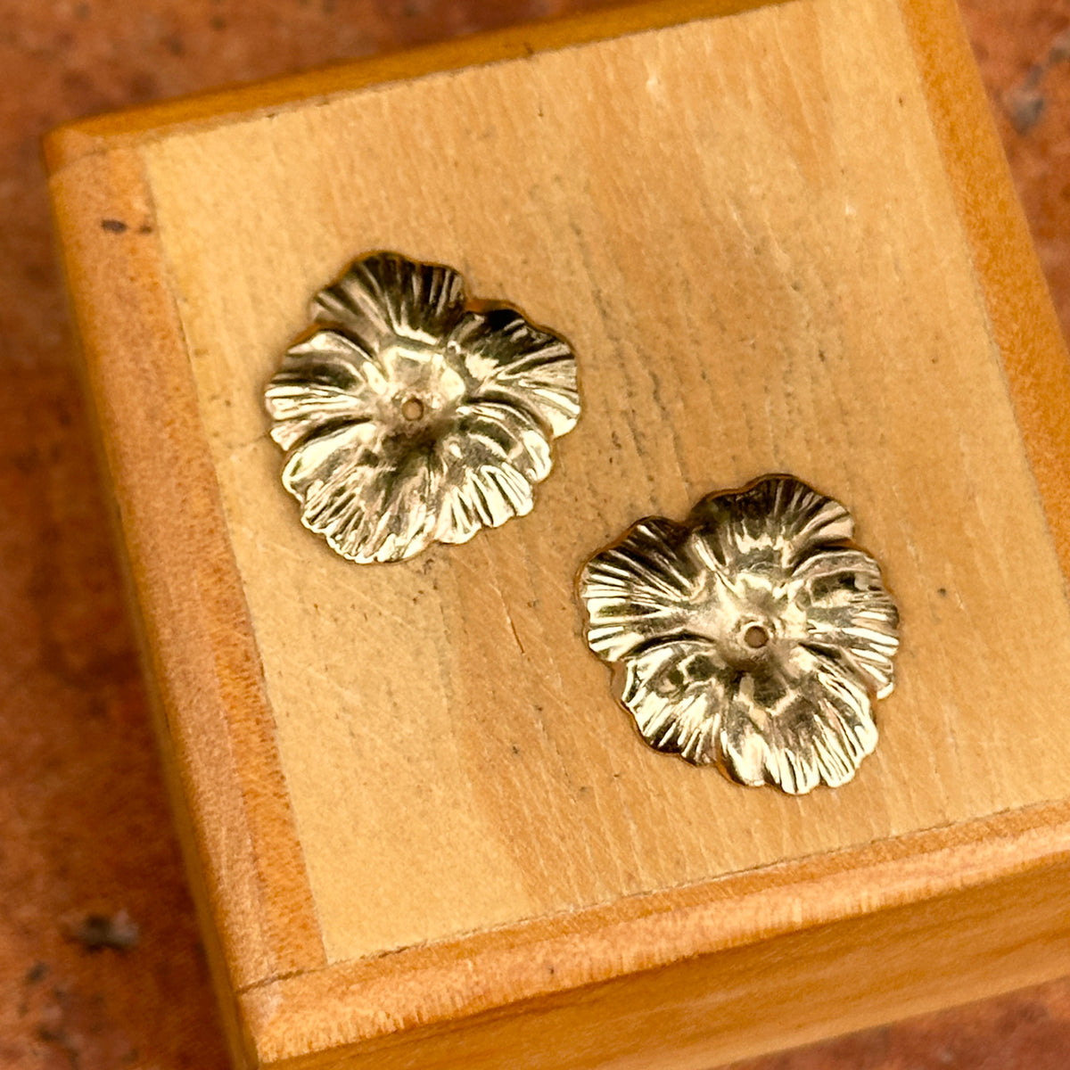 Estate 14KT Yellow Gold Leaf Earring Jackets