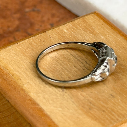 Estate 18KT White Gold Old Mine Diamond Filigree Ring