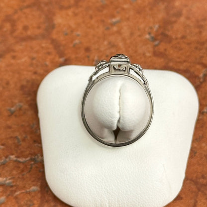 Estate 18KT White Gold Old Mine Diamond Filigree Ring