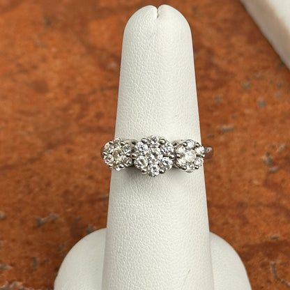 Estate 14KT White Gold Diamond Three Halo Design Ring