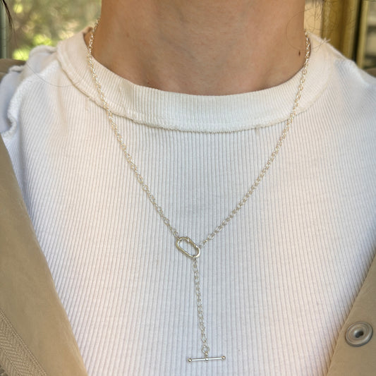 Sterling Silver Charm Holder Toggle Bar Necklace