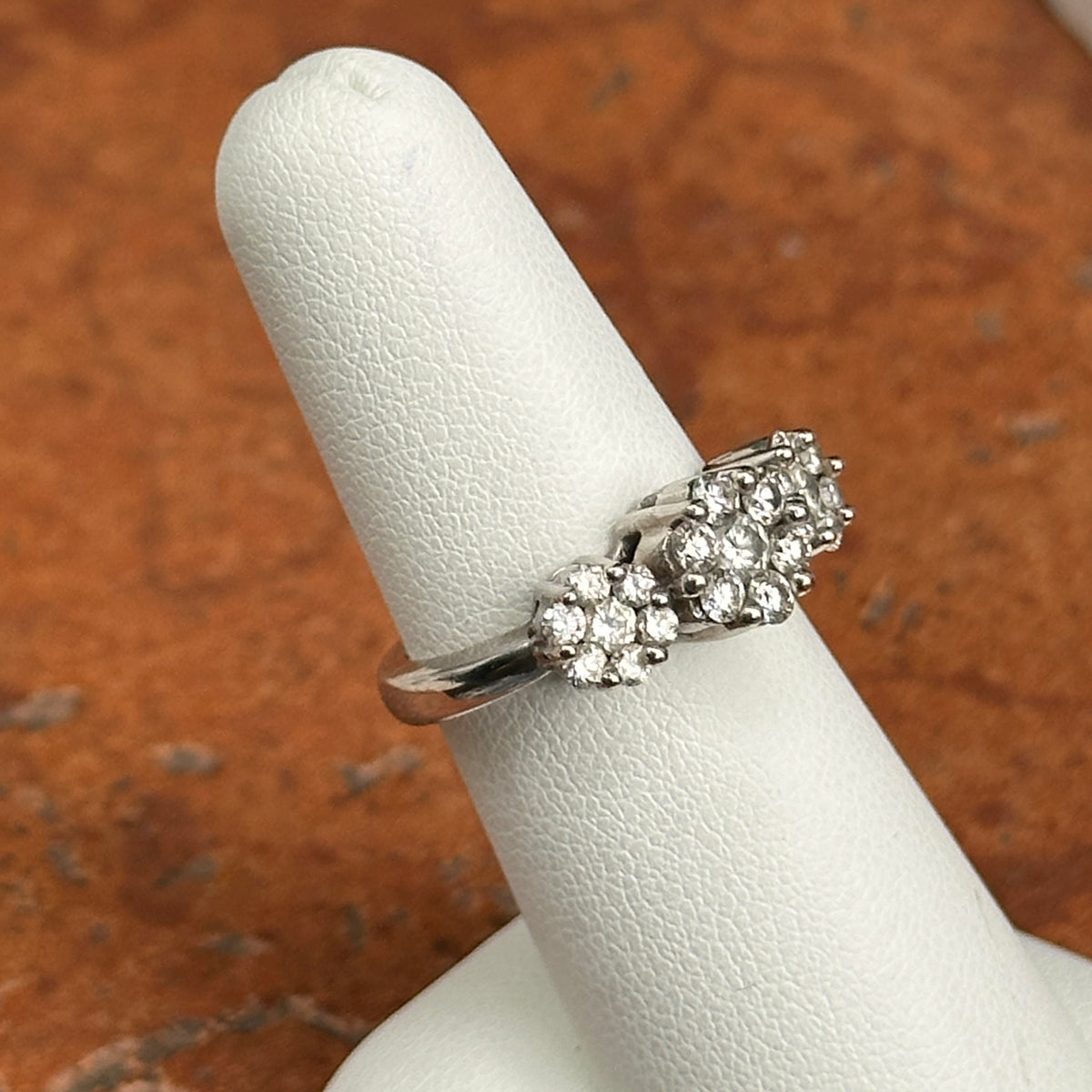Estate 14KT White Gold Diamond Three Halo Design Ring