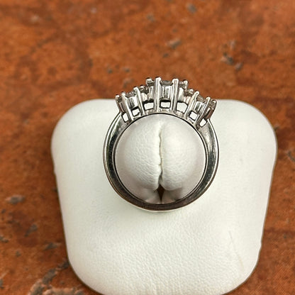 Estate 14KT White Gold Diamond Three Halo Design Ring