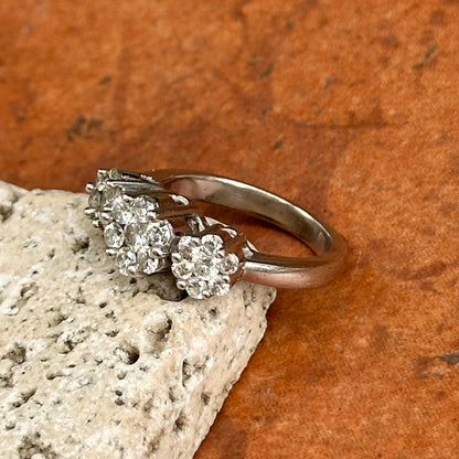 Estate 14KT White Gold Diamond Three Halo Design Ring