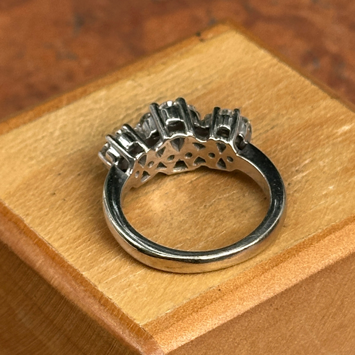 Estate 14KT White Gold Diamond Three Halo Design Ring