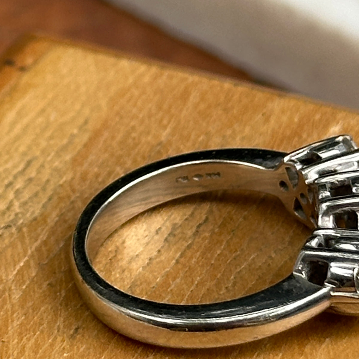 Estate 14KT White Gold Diamond Three Halo Design Ring