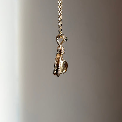 Estate 14KT Yellow Gold Square Citrine, Diamond, + Tourmaline Chain Necklace