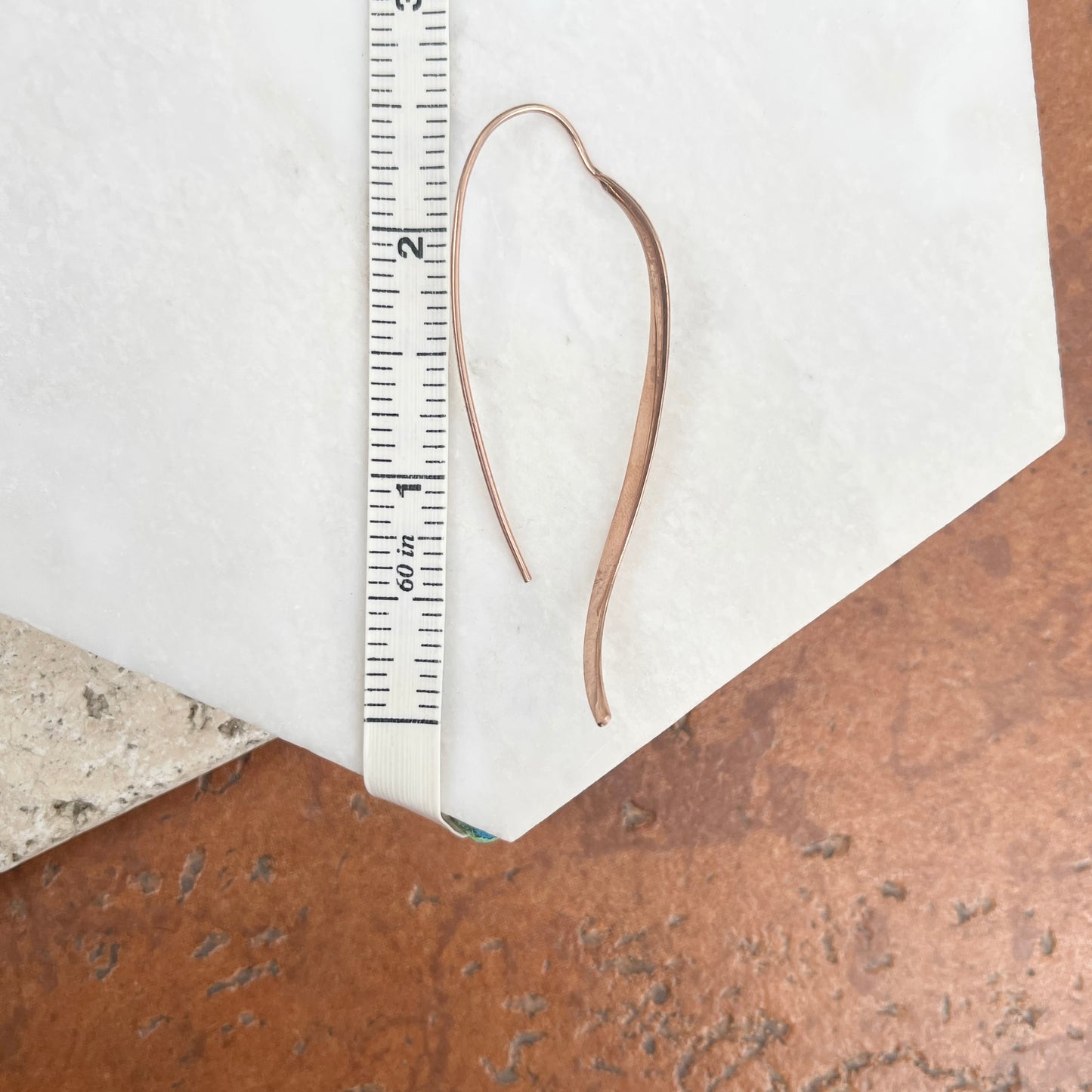 Estate Sterling Silver Rose Gold Plated Matte Wire Drop Earrings