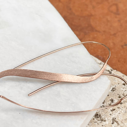 Estate Sterling Silver Rose Gold Plated Matte Wire Drop Earrings