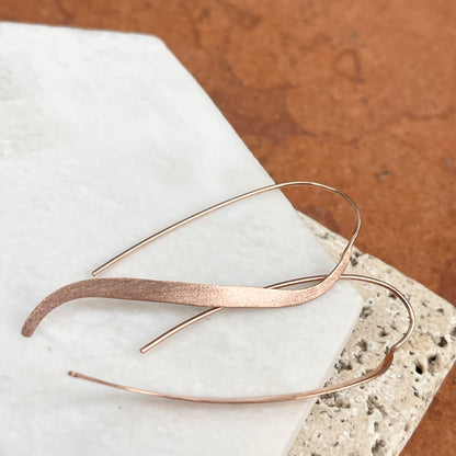 Estate Sterling Silver Rose Gold Plated Matte Wire Drop Earrings