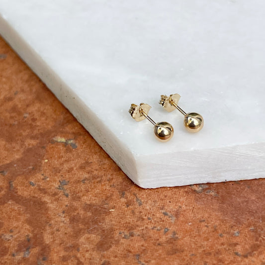 14KT Yellow Gold 3mm Ball Stud Post Earrings