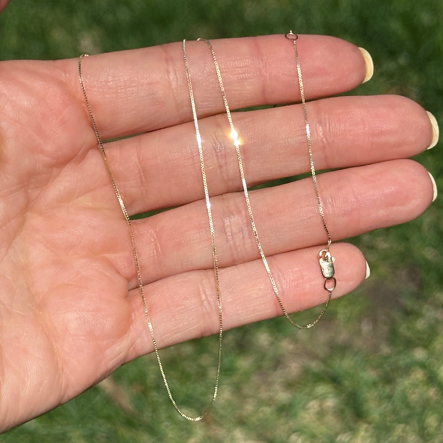 14KT Yellow Gold .50mm Box Chain Necklace 17-19"