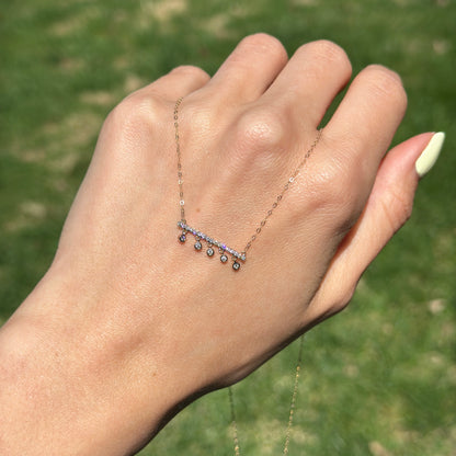 14KT Yellow Gold Diamond Bar Chain Necklace