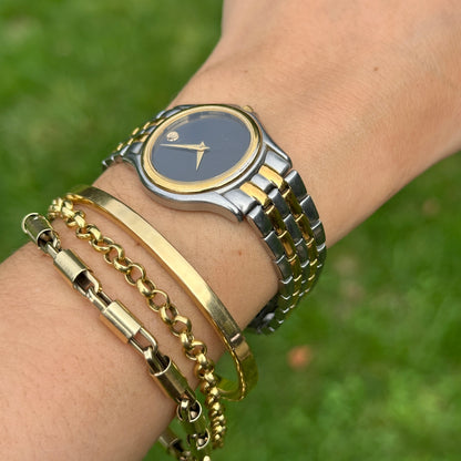 Estate Movado Two-Tone Stainless Steel Black Face Ladies Watch