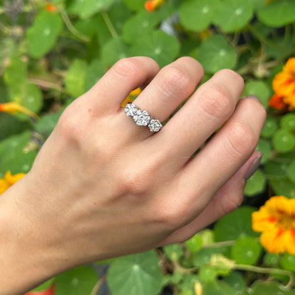 Estate 14KT White Gold Diamond Three Halo Design Ring