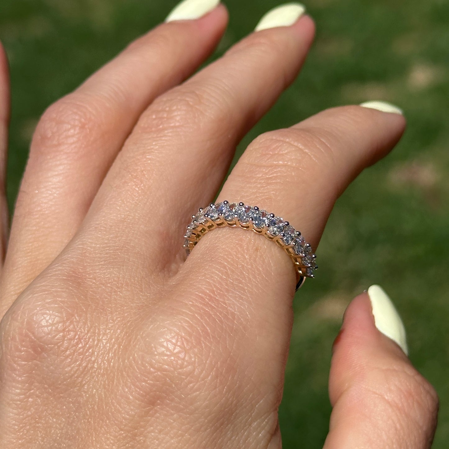 14KT Yellow Gold Oval 2 CT Lab Diamond Band Ring