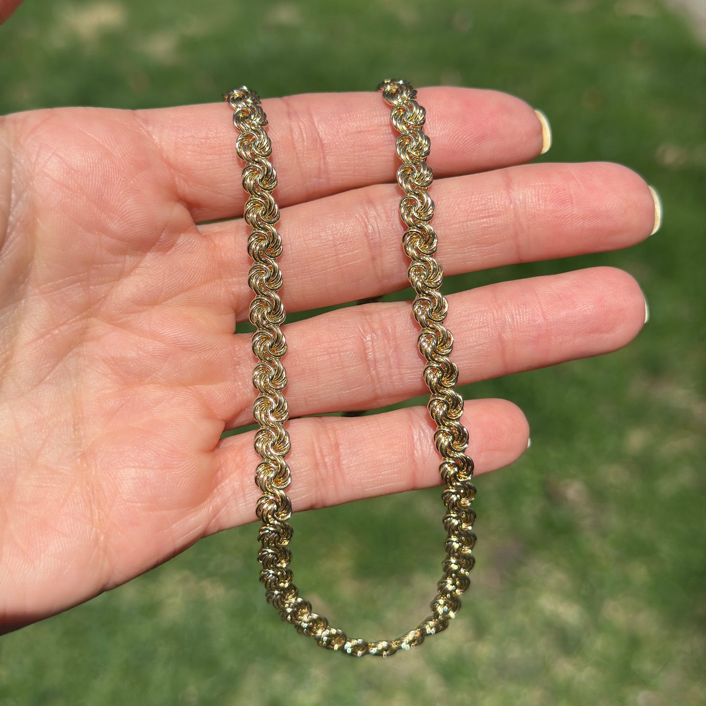 Estate 14KT Yellow Gold Twisted Wire Circle Knot Chain Necklace - LSJ
