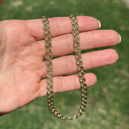Estate 14KT Yellow Gold Twisted Wire Circle Knot Chain Necklace - LSJ