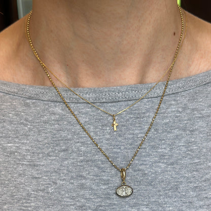 14KT Yellow Gold Tiny Textured Cross Pendant Charm