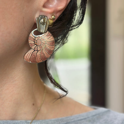 Estate Sterling Silver Conch Shell Pink Enamel Earring Charms