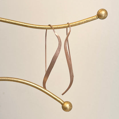 Estate Sterling Silver Rose Gold Plated Matte Wire Drop Earrings