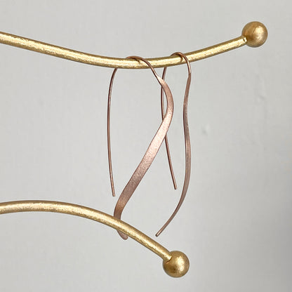 Estate Sterling Silver Rose Gold Plated Matte Wire Drop Earrings