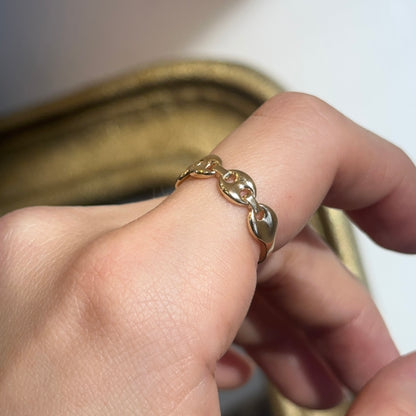 14KT Yellow Gold Puffed Mariner Link Ring